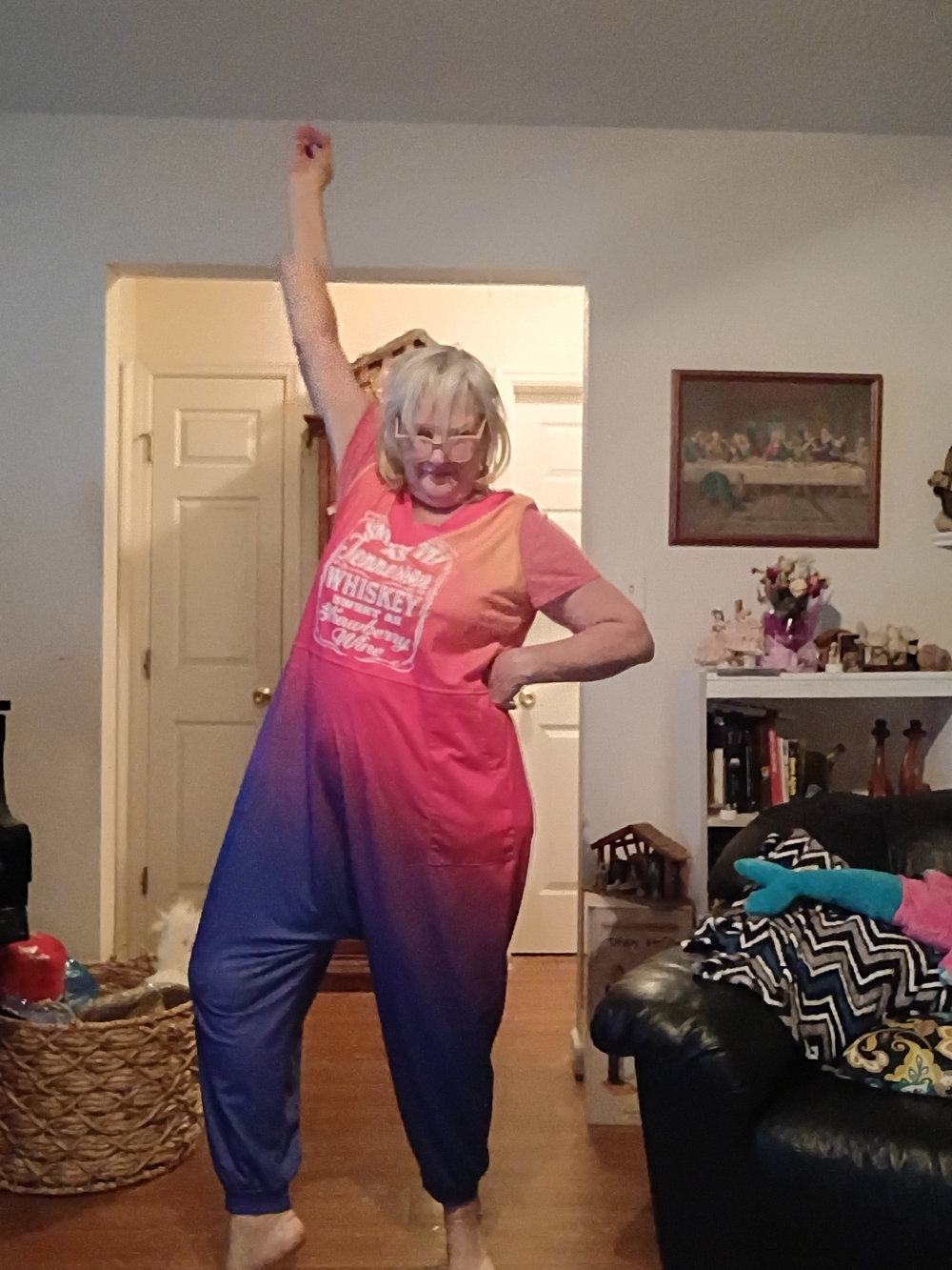 Plus-Size Ombre Short-Sleeve Jumpsuit in Pink and Purple